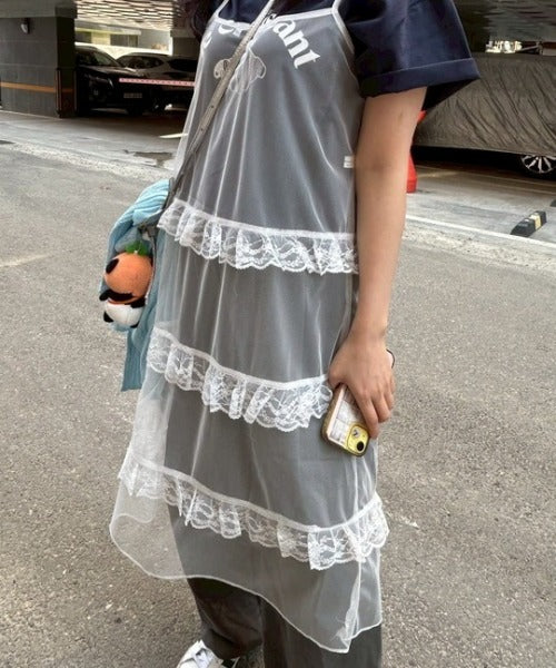 レイヤードレースキャミワンピース