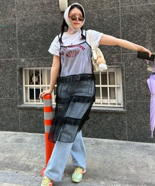 レイヤードレースキャミワンピース