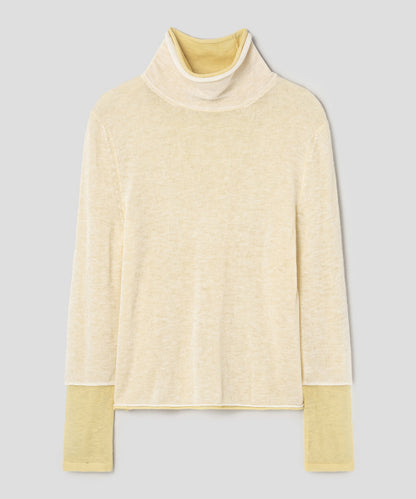 anggae/アンゲ LAYERED TWO TONE TURTLENECK タートルネックトップス