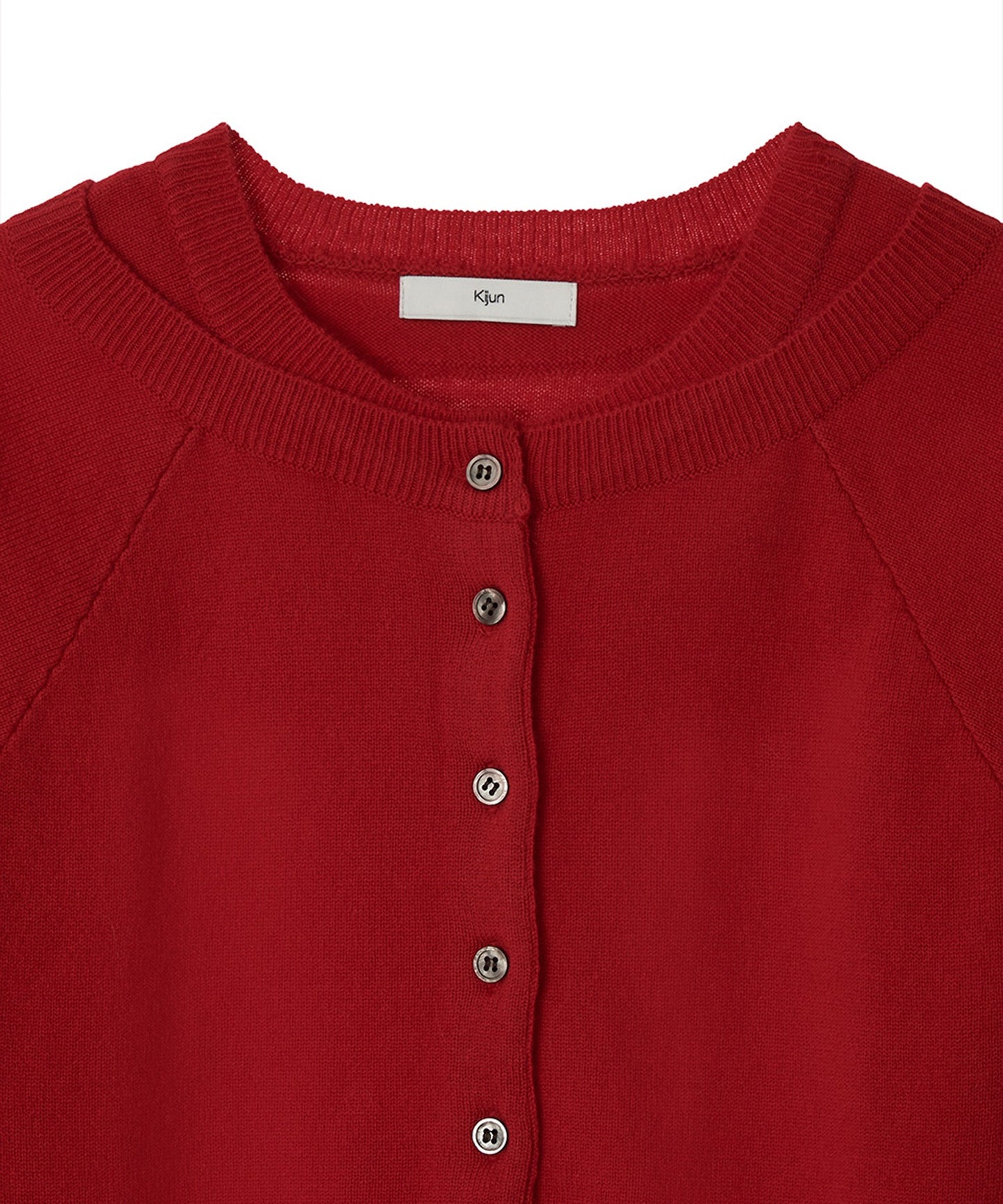 Kijun/キジュン Double Neck Knit Cardigan 重ね着風 ショート丈 ウールニットカーディガン