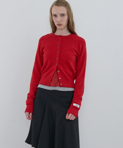 Kijun/キジュン Double Neck Knit Cardigan 重ね着風 ショート丈 ウールニットカーディガン