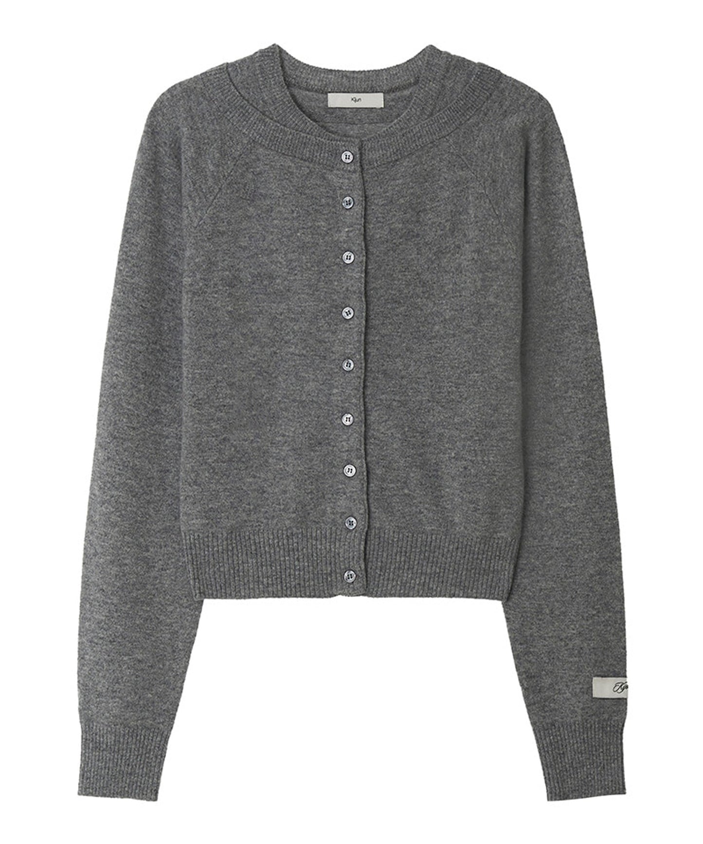 Kijun/キジュン Double Neck Knit Cardigan 重ね着風 ショート丈 ウールニットカーディガン