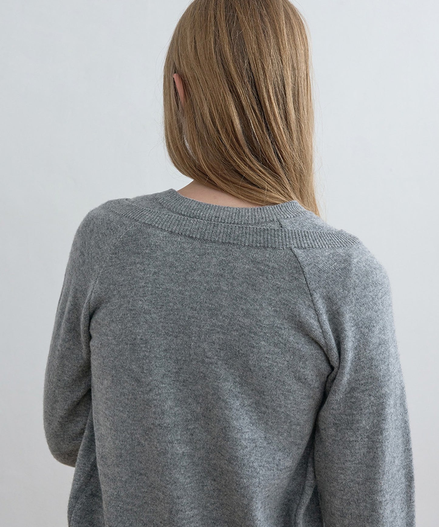 Kijun/キジュン Double Neck Knit Cardigan 重ね着風 ショート丈 ウールニットカーディガン