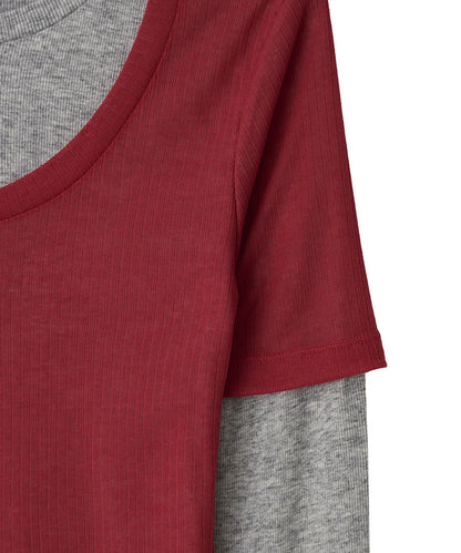 Kijun/キジュン Layered Jersey Top ショート丈 フェイクレイヤード ウールカットソー