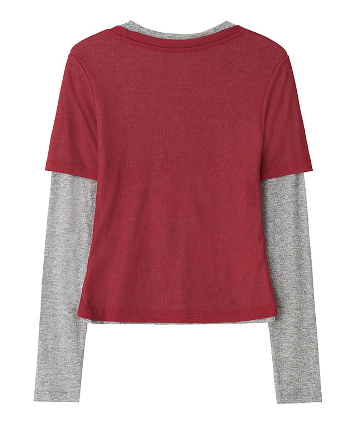 Kijun/キジュン Layered Jersey Top ショート丈 フェイクレイヤード ウールカットソー