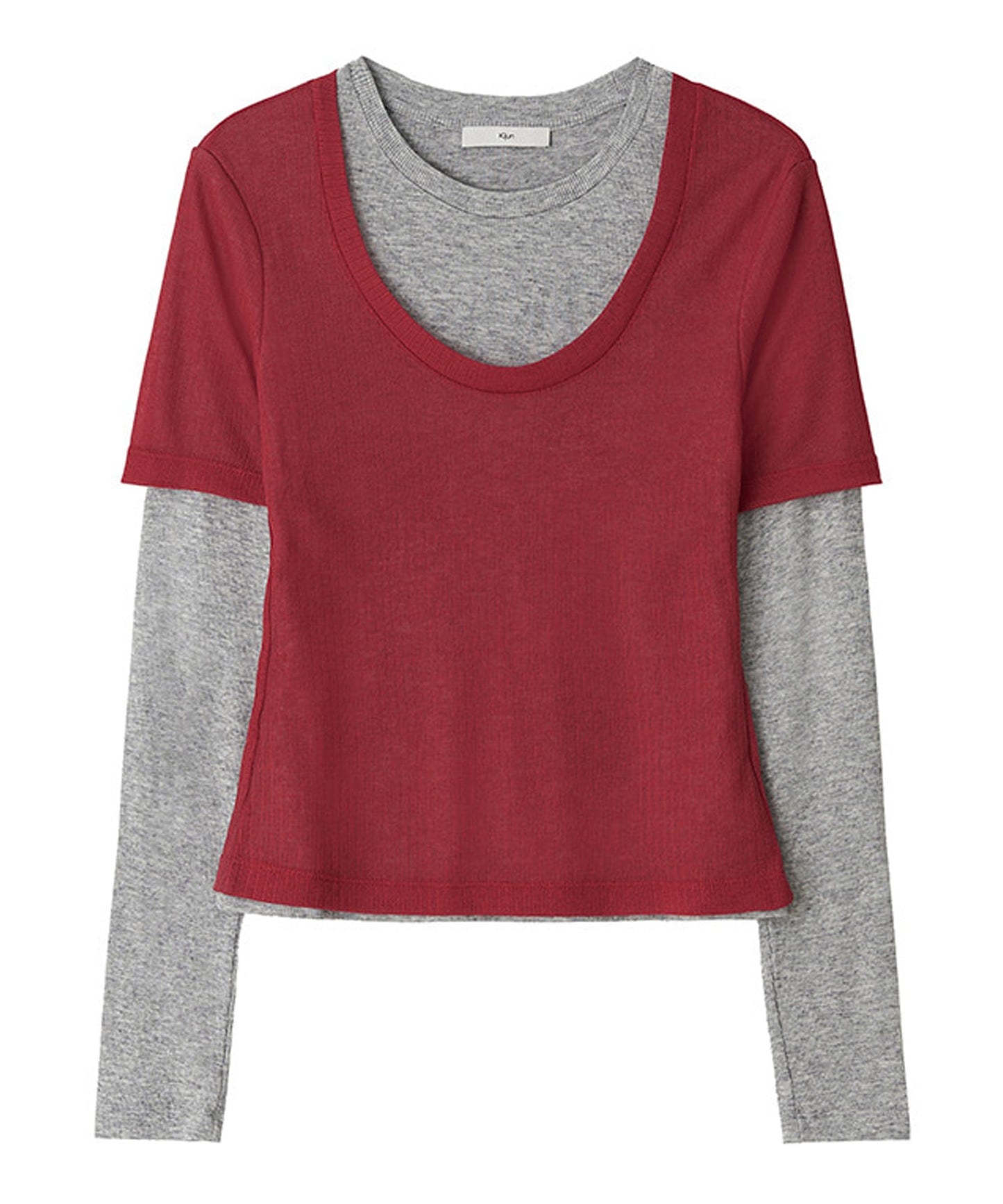 Kijun/キジュン Layered Jersey Top ショート丈 フェイクレイヤード ウールカットソー