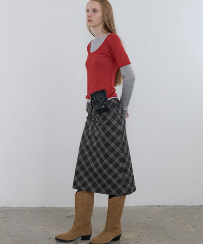 Kijun/キジュン Layered Jersey Top ショート丈 フェイクレイヤード ウールカットソー