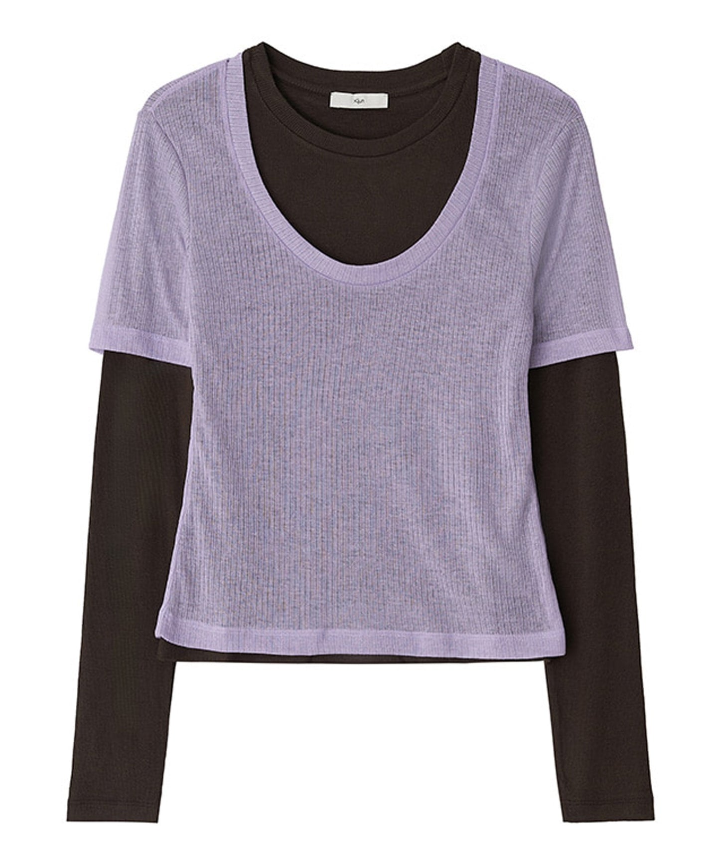 Kijun/キジュン Layered Jersey Top ショート丈 フェイクレイヤード ウールカットソー