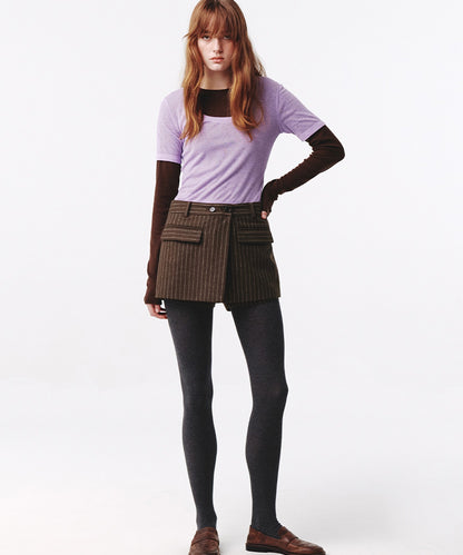 Kijun/キジュン Layered Jersey Top ショート丈 フェイクレイヤード ウールカットソー