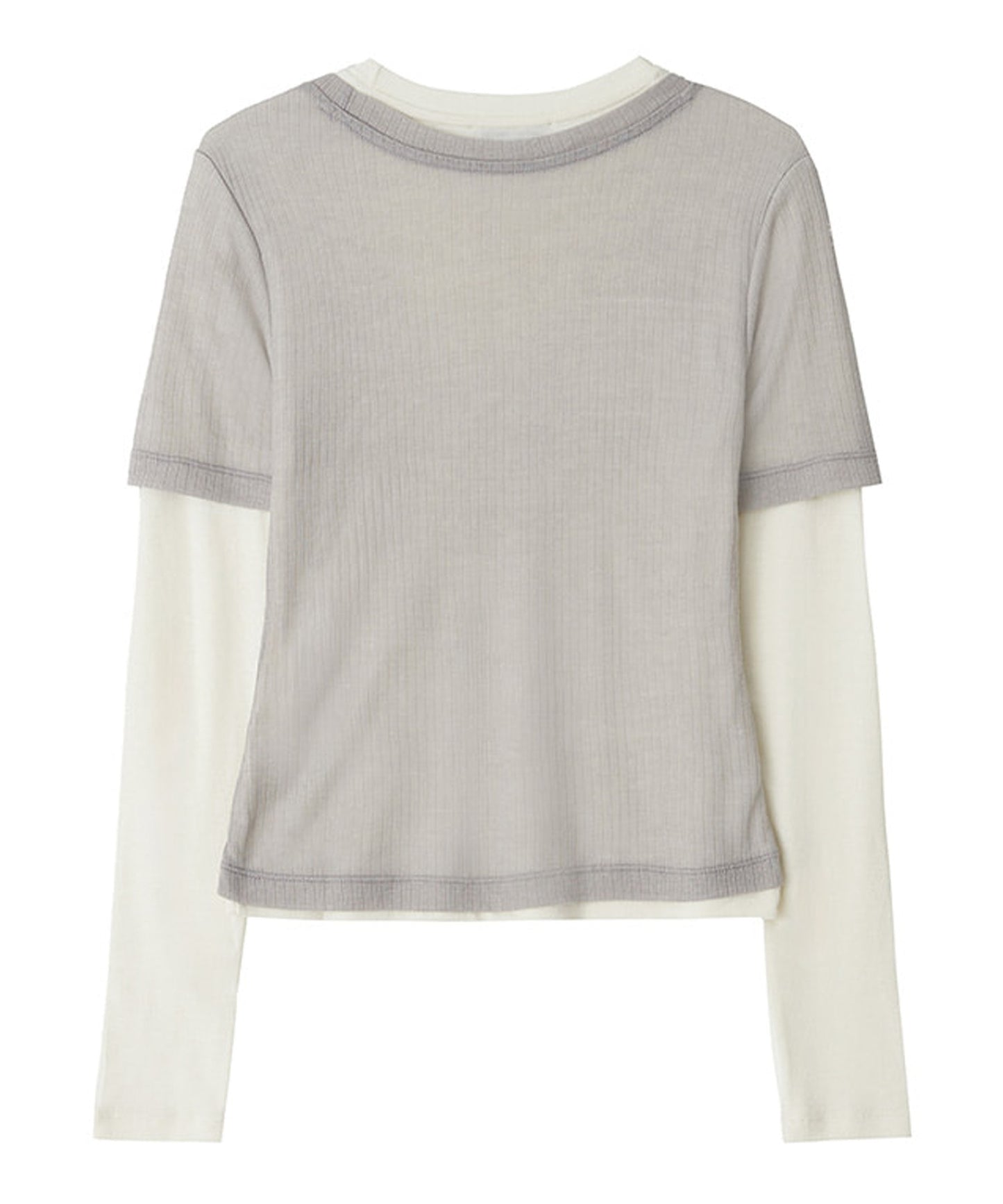 Kijun/キジュン Layered Jersey Top ショート丈 フェイクレイヤード ウールカットソー