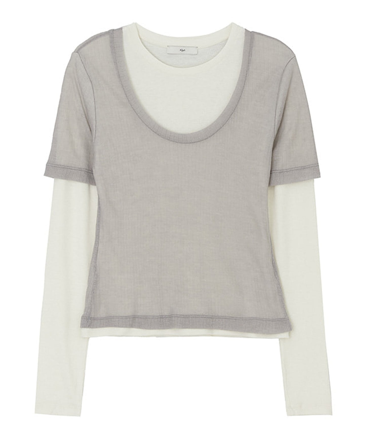 Kijun/キジュン Layered Jersey Top ショート丈 フェイクレイヤード ウールカットソー