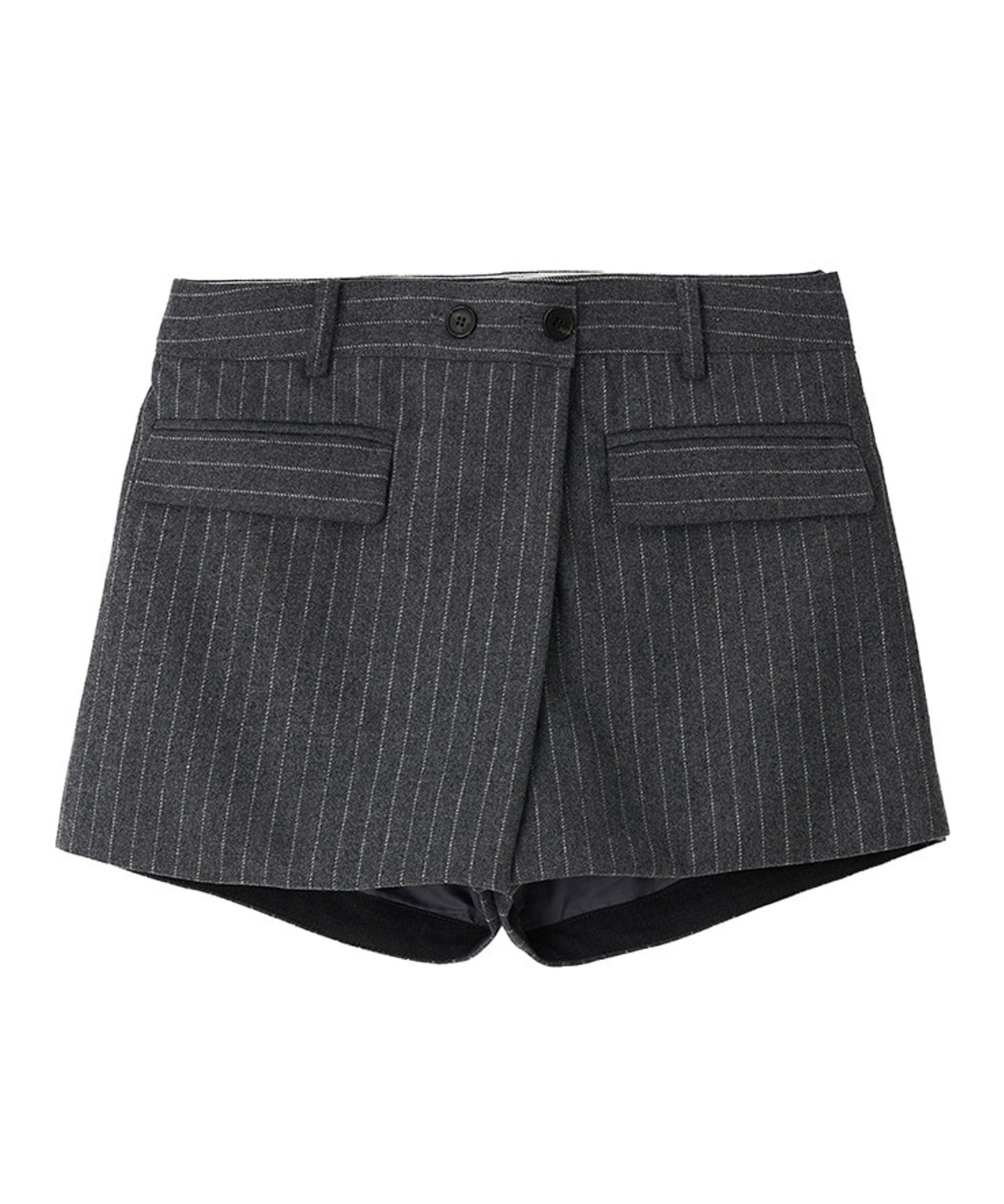 Kijun/キジュン Pin Stripe Wrap Shorts 巻きスカート風 ウール ピンストライプショーツ