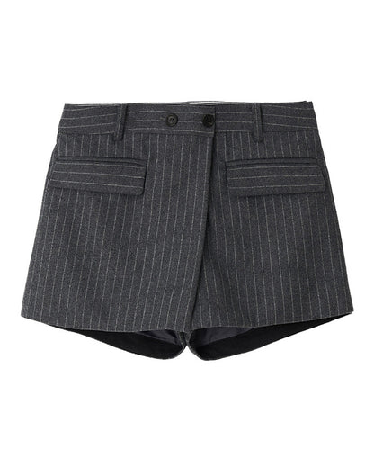 Kijun/キジュン Pin Stripe Wrap Shorts 巻きスカート風 ウール ピンストライプショーツ