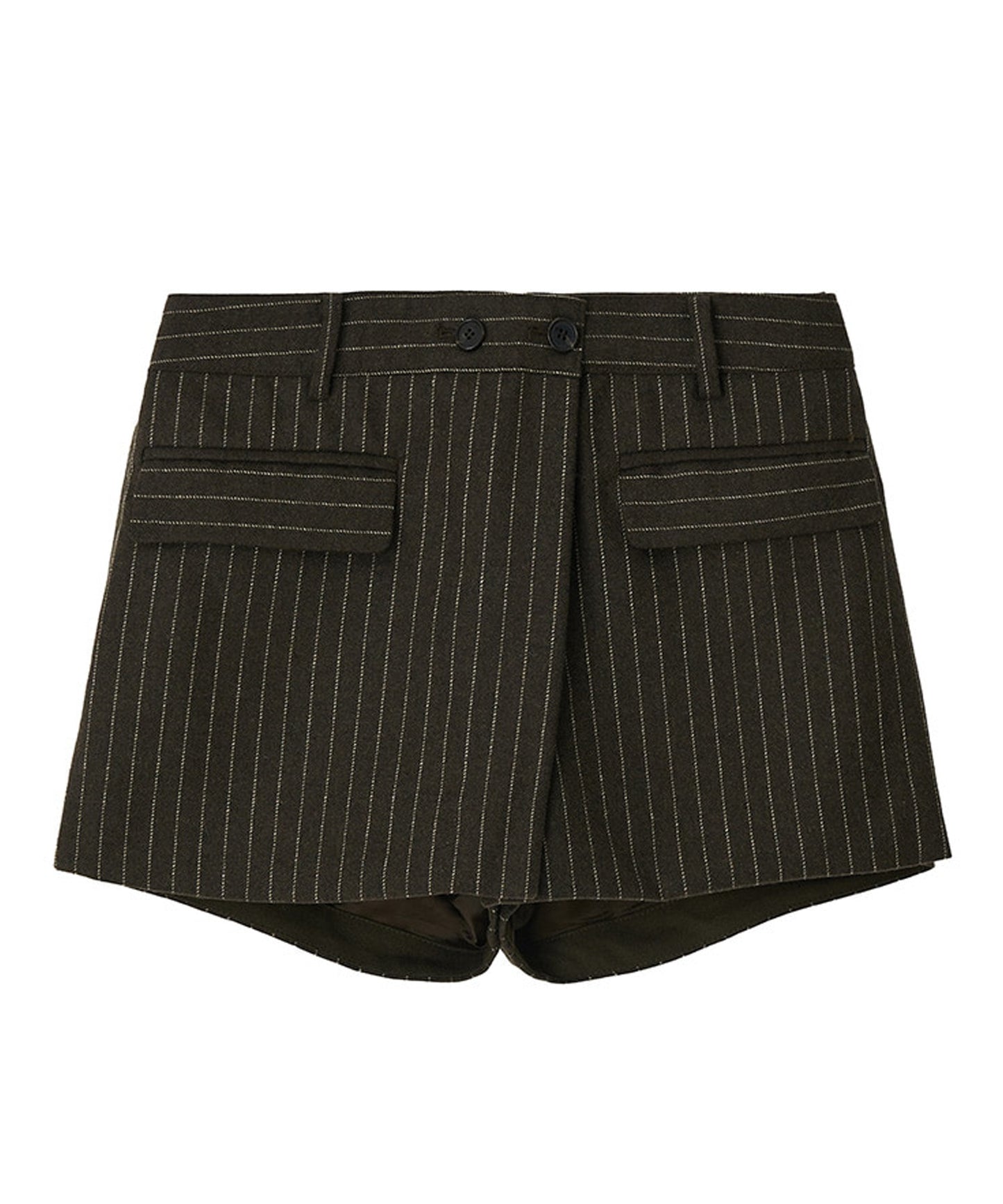 Kijun/キジュン Pin Stripe Wrap Shorts 巻きスカート風 ウール ピンストライプショーツ