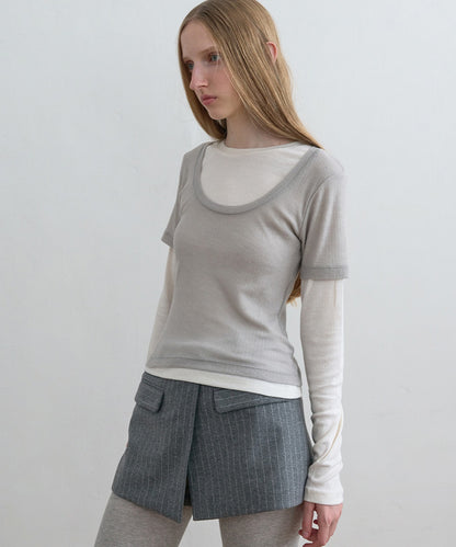 Kijun/キジュン Pin Stripe Wrap Shorts 巻きスカート風 ウール ピンストライプショーツ