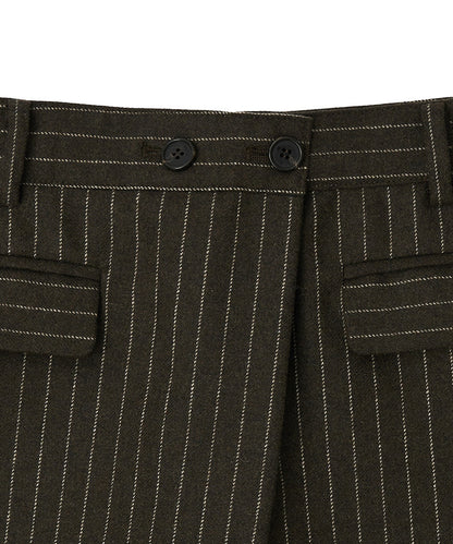 Kijun/キジュン Pin Stripe Wrap Shorts 巻きスカート風 ウール ピンストライプショーツ