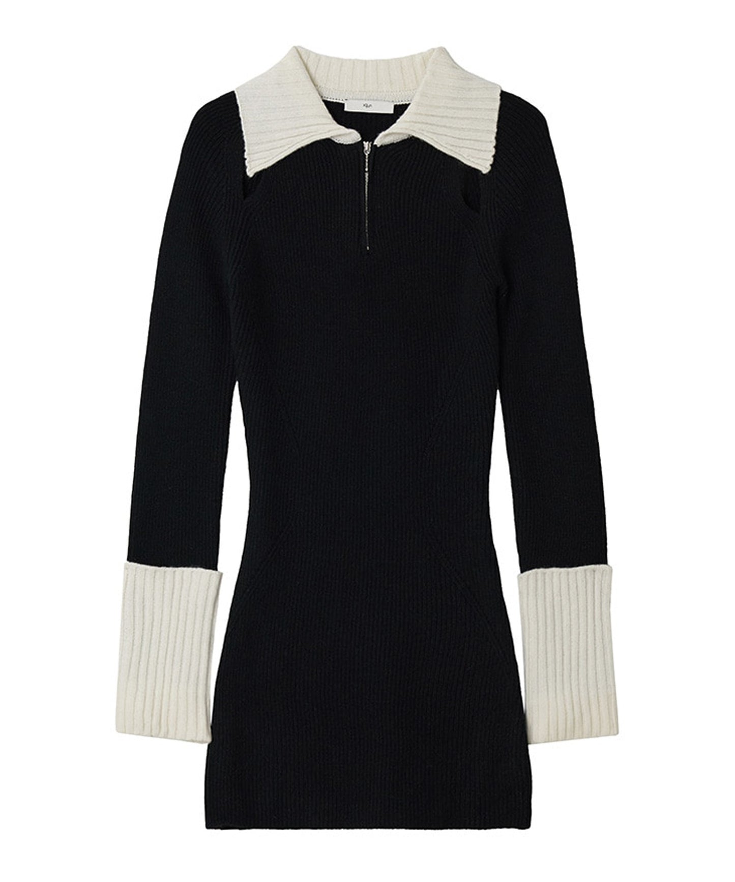 Zip-Up Knit Dressリブ編み ウールニットワンピース