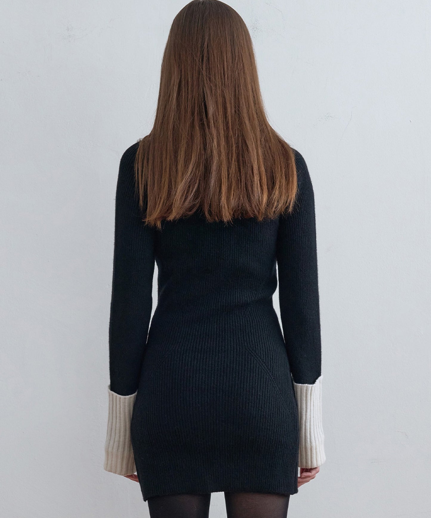 Zip-Up Knit Dressリブ編み ウールニットワンピース