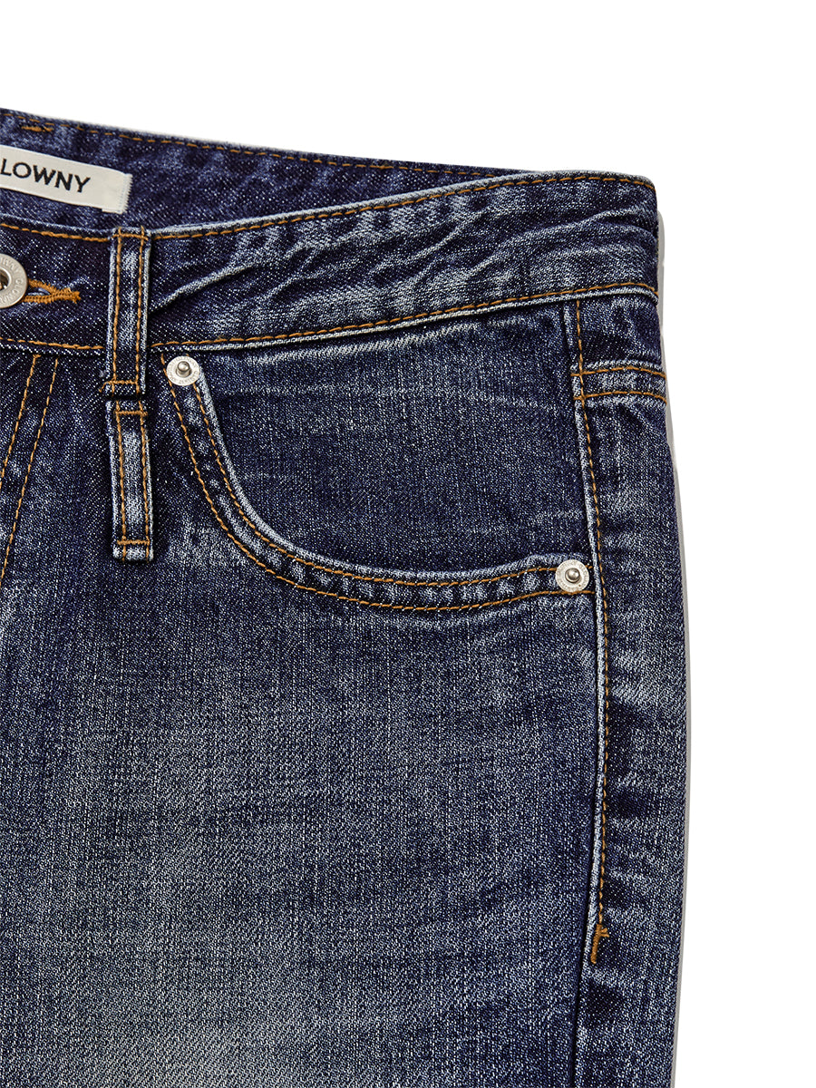 DOUBLE BELTED BOOTS CUT DENIM JEANS