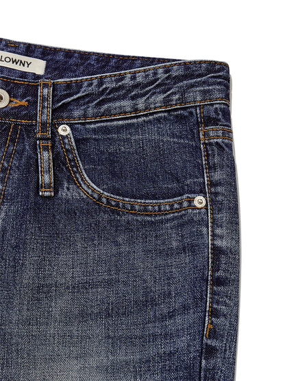 DOUBLE BELTED BOOTS CUT DENIM JEANS