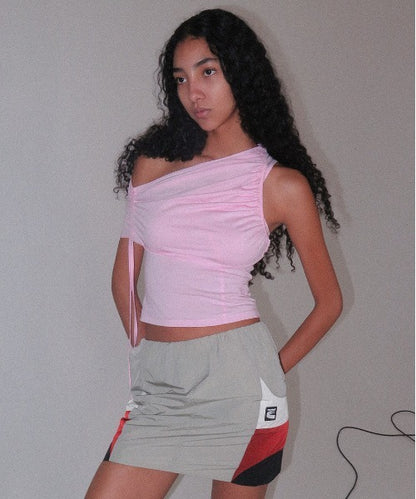 Shirring One Shoulder Top