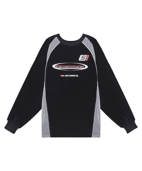 Sporty graphic velvet sweatshirt
