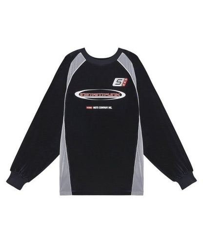 Sporty graphic velvet sweatshirt