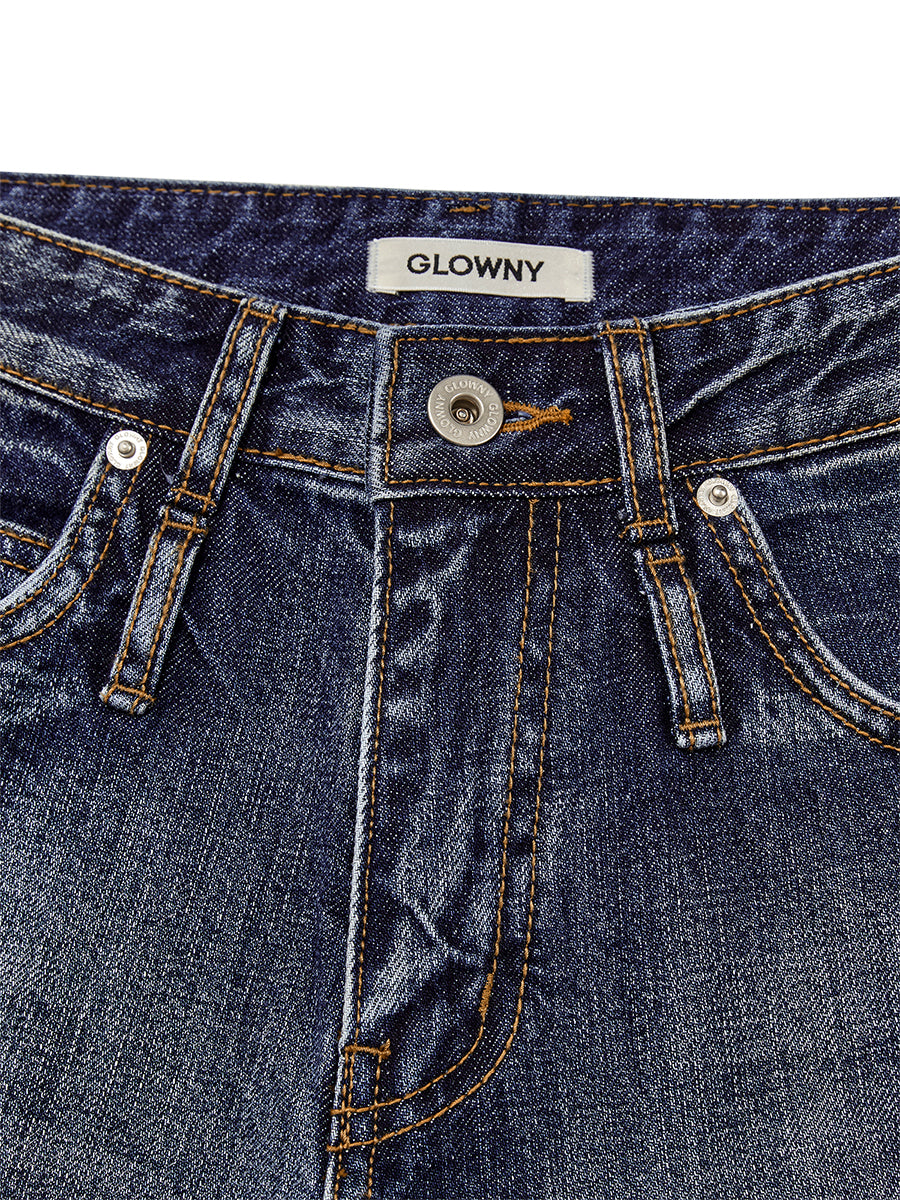 DOUBLE BELTED BOOTS CUT DENIM JEANS