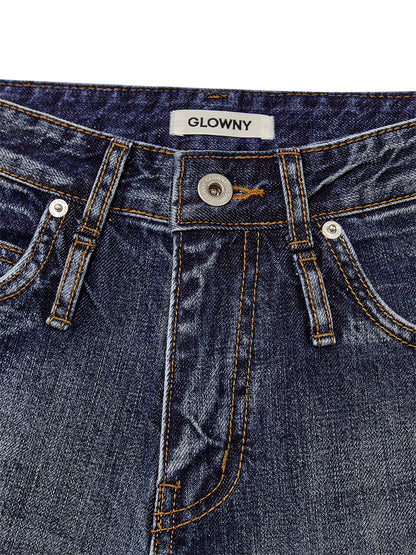 DOUBLE BELTED BOOTS CUT DENIM JEANS