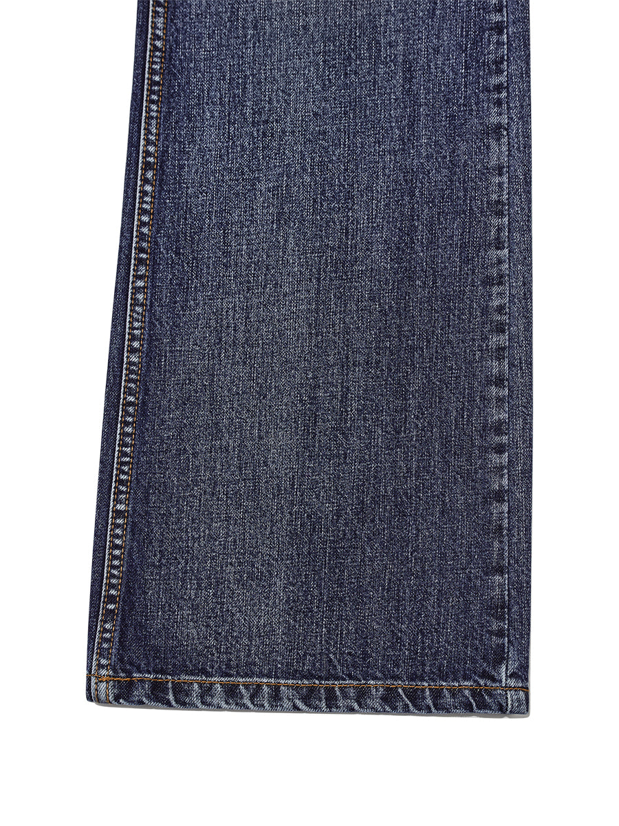 DOUBLE BELTED BOOTS CUT DENIM JEANS